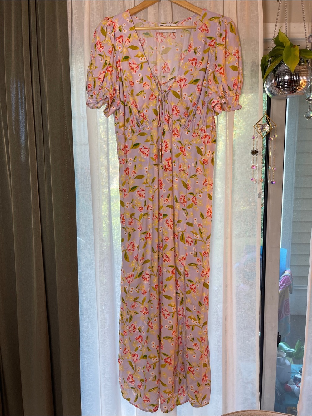 ASOS Curve Lilac Floral Tie-Front Maxi Dress